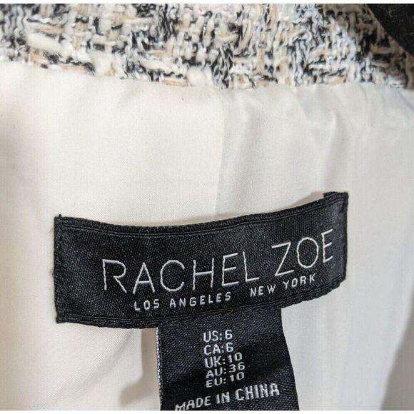 Rachel Zoe Blazer Jacket Tweed One Button Lined Preppy Pockets US size 6 - Picture 13 of 13